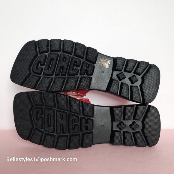 COACH FLORENCE Signature Logo Jacquard Slide Sandals- Ruby multi-Women’s Size 6B - Picture 13 of 16